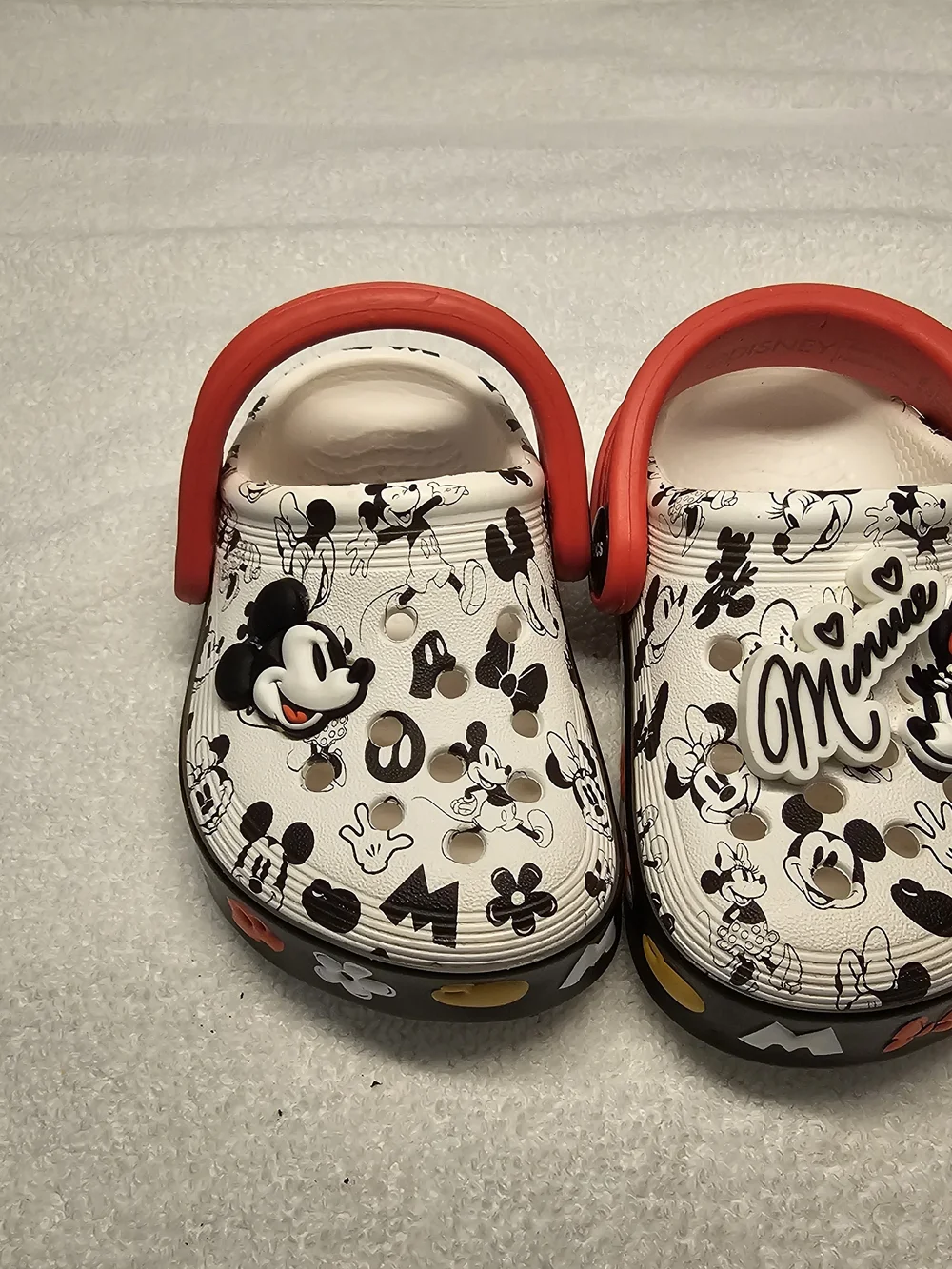 CROCS Kids Mickey & Minnie White Clog Sandals with Red Strap